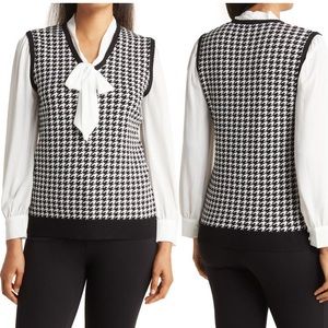 NWT Adrianna Papell Houndstooth  vest Twofer blouse Sz Small